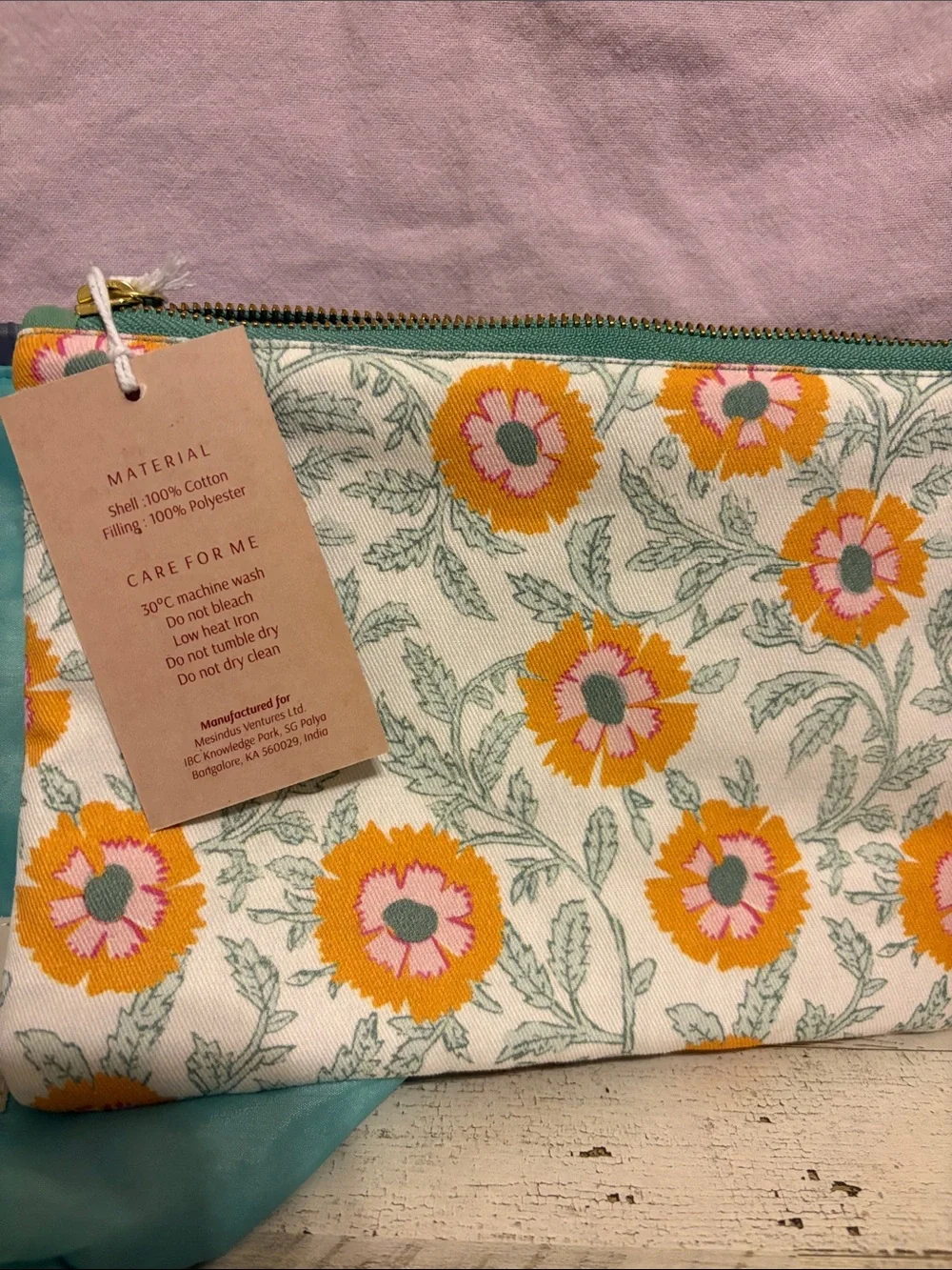 Set of 4 Floral & Teal Cosmetic Pouches